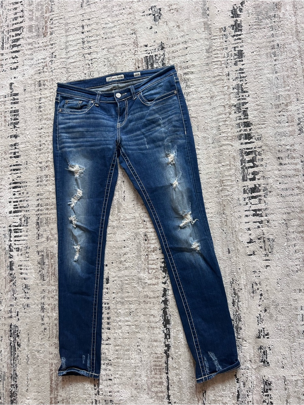 BKE Women's Distressed Indigo Skinny Jeans, Sz 31R, Sabrina style